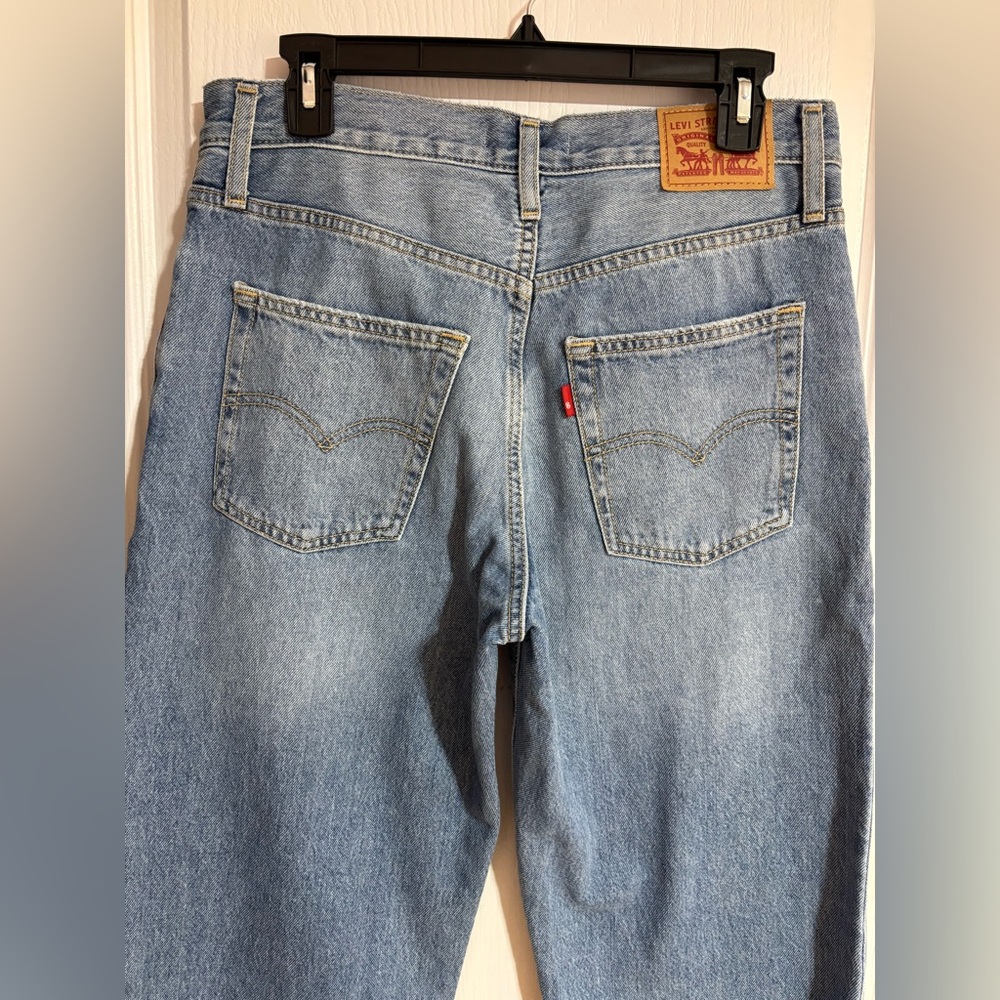Levi’s 94 Baggy Vintage Mid Rise Straight Leg Ripped Denim Blue Jeans Size 28 - Picture 10 of 14